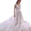 Sukienki bohemian plażowa sukienka ślubna koronkowa 3D Flower Abliqued Tiulle spódnica 2022 ładna linia v szyja skocznia mostka
