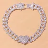 Fußkettchen Mode Hip Hop Kristall Herzförmige Fußkettchen Für Frauen Armband Männer Cuban Link Chunky Großhandel Fuß Kette Iced Out