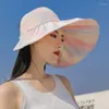 Breda randen hattar koreanska UV -skydd utomhus stor tom topp hatt gradient färg visir måste ha objekt för sommaren m6cdwide chur22