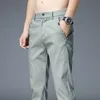 Pantalones informales delgados de verano Hombres 4 Colors Estilo de estilo clásico Moda Fit Slim Algodón de algodón Sólido Solides 38 220705