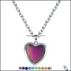 Pendant Necklaces Womens Allmatch Light Luxury Niche Design Stainless Steel Chain Heartshaped Love P O Box Thermochromic Necklace Hj Dhyjw