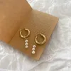 Hoop Huggie perla barocca orecchini color oro per le donne cerchi spessi cerchi rotondi perline orecchini coreani 2022 JewelryHoop Dale22