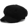 Berets Sboy Cap 2022 Thick Warm Winter Hat Women Berber Fleece Octagonal Beret Lady Vintage Artist Painter HatsBerets