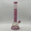 Color Painting Glass Beaker Squeeze Ring Bongs Hookah Water Pipe 16Inch Height