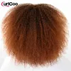 Kort hår afro kinky lockiga peruker med lugg för svarta kvinnor afrikanska syntetiska ombre glueless cosplay blondin röda peruk 220707