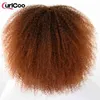 Pelo corto Afro rizado pelucas con flequillo para mujeres negras africano sintético Ombre Glueless Cosplay Rubio Rurple peluca roja 220707