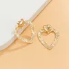 Vintage or/argent couleur coeur pendentif boucles d'oreilles pour femmes géométrique évider amour boucles d'oreilles bijoux accessoires saint valentin cadeau