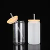 US Stock 12oz Drinkware Glassware Drink Iced Coffee Glass Tumbler Sublimering Soda kan format ölglas med lock snabb leverans
