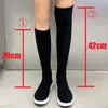 Fashion Sock Over The Knee Boots Women Fabric Mesh Winter Boots Women Comfortable Overknee Black Shoes Female Botas Mujer 201111