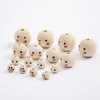 20mm Smile Face Wood Wood Breads 100pcs redonda de bola de madeira Doll Doll Head Spacer Contas para artesanato Diy Decoration Jewelry fabricação