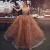 Incroyable perlée champagne robe de bal robes de bal 2022 unique à plusieurs niveaux tulle perles coeur arabe robe de soirée robe robes de gala PRO232