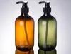 10 pçs / lote 500ml verde / marrom Pet Garrafas de plástico vazio recipientes de cosméticos vazios, limpeza / hidratante / lavagem de corpo / garrafa de xampu