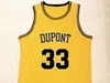 Homens Dupont High School 33 Jason Williams Jerseys Basquete Team Amarelo Cores Costurados e Bordados Esportes de Algodão Puro Respirável Excelente qualidade à venda