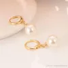 Charm Big Bead Ball Pendant 14 K Fine Gold GF Drop Dangle Solid Boucles d'oreilles pour femmes Perle simulée