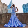Shinny Mermaid Black Girl Prom Dress 2022 Halter Neck Slights Evening Dresses Party Barty Robe de Soiree Femme