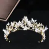 PEDRAS DE PENCIDAS PENCILES DE BRIDA PRIMEIRA PEQUENO DE CRISTAL DE BORBERFLY PETRAS PEARL TIARL Tiara Party Party Bridal Bridal Rhinestone Crown Barroce Pageant Diadema 6,5cm 17cm