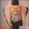 Scarves Wraps Hats Gloves Fashion Accessories Autumn Triangle Lace Scarf Women Bandage Floral Shawl For Tassel Sequin Knit Veil Embroider