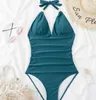 2024 Zestaw bikinizny szyi lamparta czerwona bez pleców Yakuda lokalny sklep internetowy Dropshipping Zaakceptowane splicing m One Piece Swimsuit TAKBONA KAGIONALNE RAMINE Stylowe