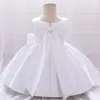 Mädchen-Kleider, formell, 0, 2, 1 Jahr, Geburtstag, Kleid für Baby-Mädchen, Kleidung, große Schleife, Prinzessin, Party, Hochzeit, Taufe, weiß, Zeremonie für Mädchen