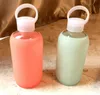 Colorful 16oz 500mL Glass Water Bottle Glass Beautiful Gift Women Water Bottles with Protective Silicon Case Tour Camp Cup Tumbler