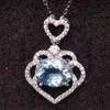 Lockets doğal gerçek gök mavisi topaz aşk kalp kolye kolye takı başına 3.5ct taş 925 Sterlling gümüş ince x216386