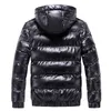 Silver Shiny Men's Winter Coat Fashion Hooded Warm Thicken Cotton Padded Jacket Men Solid Color Young Man Parkas Outwear MY308 L220623