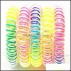 Women Girls Elastic Hairbands Spiral Shape Coil Hair Ties Circle Telephone Wire Line Headband Rainbow Gradient Headwear Accessories Drop Del