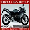 Injektionsformmissioner för Honda CBR 500 R CC 500R RR CBR500R 11 12 13 14 15 Kropp 126NO.48 CBR500RR Gloss Silver 2011 2012 2013 2014 2015 CBR500 RR 11-15 OEM KODAYWORK KIT