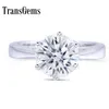 Transgems 2 CT CT 8mm Engagement Wedding Moissanite Ring Lab Grown Diamond Ring för kvinnor i 925 Sterling Silver för kvinnor Y200294R
