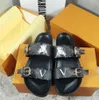 2020 Fashion Designer Slipper Patent Canvas Bom Dia Flat Mule Sandal Men Beach Slides Rubber Soles Summshoe''e''viuton'' ORH 5799