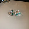 Dangle Kroonluchter Retro Design Emerald Pearl Oorbellen Gepersonaliseerde liefde oorbellen