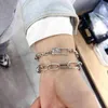 5Pcs Creative Geometric Cutout Rectangle Chain Bracelet For Women Bohemian Jewelry Accessories