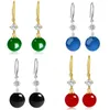 12mm Agate Beads Dangle Drop Drop Earrings女性ラインストーン天然石ビーズビーズ銅銅ジルコニアラウンドペンダントガールイヤリングジュエリー