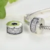 925 Silver Fit Pandora Charm 925 Bracelet Clear Pave Clip Charm Zircon charms set Pendant DIY Fine Beads Jewelry