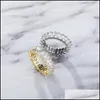 Band Rings Jewelry Hip Hop Rock Bling Iced Out 1 Row Square Cubic Zirconia Ring Tennis Chain Women Men Cz Zircon Drop Delivery 2027475474