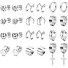 Stud 12 pary kolczyki ze stali nierdzewnej Huggie Dangle Earring Ear Mankiet Cross Hoop dla kobiet i mężczyzn Moni22