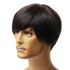 100% Human HAIR wig man wig style male fashion short style machine made wig RJ-0139