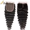 Bella Hair® 8A Lace Closure with Hair Bundles Brazilian Weave Weft Black Color Deep Wave Extensions Full Head