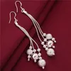 Brand new sterling silver plated Three lines more beads earrings DFMSE006,women's 925 silver Dangle Chandelier earrings 10 pairs a lot