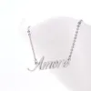 18k Guldpläterad namn Halsband för kvinnor smycken rostfritt stål skript "amore" anpassad typskylt halsband Alla hjärtans dag NL2424
