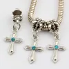 100Pcs/ Lue Blue Rhinestone Sword Shaped Cross Charm Dangle Bead For Jewelry Making Bracelet Necklace Findings 12mm*31mm