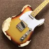 new arrival High quality electric guitar with maple fingerboard in sunburst color , with Handmade old , all colors are avalible