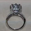 Victoria Wieck 8ct Grande Pedra Solitária 925 prata esterlina cheia de topázio simulado anéis de coroa de casamento de diamante para mulheres tamanho 5/6/7/8/9/10