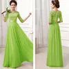 Gros-Nouvelles Femmes Demi Manches Dentelle En Mousseline De Soie Princesse Une Ligne Robe Bonbons Couleur Robes Élégantes Maxi Longue Robe Vestidos