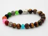 Whosale New Design Beaded Men's Silver Buddha Bracelet with Natural Tiger Eye Stone beads Yoga Bracelets