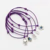 Hot ! 50pcs Mixed Kabbalah Hamsa Hand Star of David Charms Purple color Wax rope Adjustable Bracelets