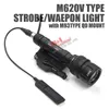 Tactical SF M620V Scout Light Gun light Anodizzazione dura QD LED Torcia a doppia uscita nera