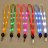 LED-lichte LANYARD Sleutelhanger ID-toetsen Houder 3-modi Knipperend Hangende Touw 7 Kleuren OOA3814