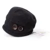 Stylish Elegant Womens Hat Winter Ladies Button Decor 100% Wool Fashion Casual Beanies Skallies Caps T178