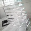 Dust Free Acrylic lashes tiles Box storge Individual eyelashes Extension Pallet container lash holder boxes with grass crystal holder